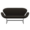 Fritz Hansen Swan Sofa 2 Seater, Black Lacquered/Diablo Chocolate Dark