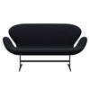 Fritz Hansen Swan Sofa 2 Seater, Black Lacquered/Diablo Dark Blue