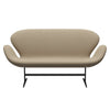 Fritz Hansen Swan Sofa 2 Seater, Black Lacquered/Diablo Hessian