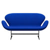 Fritz Hansen Swan Sofa 2 Seater, Black Lacquered/Divina Blue