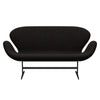 Fritz Hansen Swan Sofa 2 Seater, Black Lacquered/Divina Dark Brown (384)