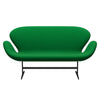 Fritz Hansen Swan Sofa 2 Seater, Black Lacquered/Divina Grass Green