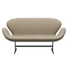 Fritz Hansen Swan Sofa 2 Seater, Black Lacquered/Divina Light Beige