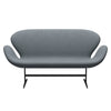 Fritz Hansen Swan Sofa 2 Seater, Black Lacquered/Divina Light Grey