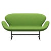 Fritz Hansen Swan Sofa 2 Seater, Black Lacquered/Divina Lime Light