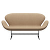 Fritz Hansen Swan Sofa 2 Seater, Black Lacquered/Divina Md Cappuccino