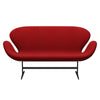 Fritz Hansen Swan Sofa 2 Seater, Black Lacquered/Divina Melange Deep Red