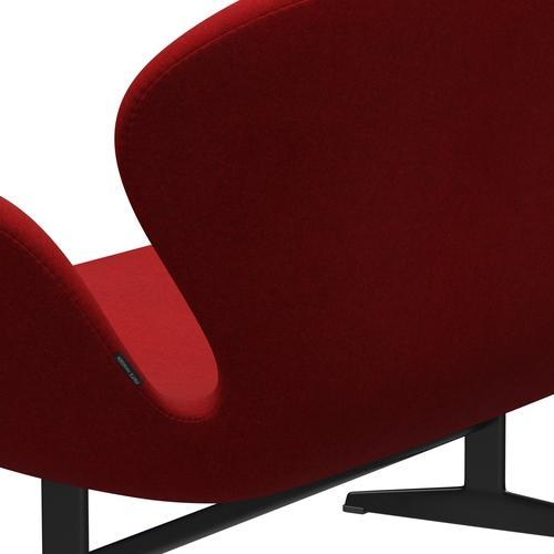 [product_category]-Fritz Hansen Swan Sofa 2 Seater, Black Lacquered/Divina Melange Deep Red-Fritz Hansen-3321-DIM567-BLLA-FRI-5