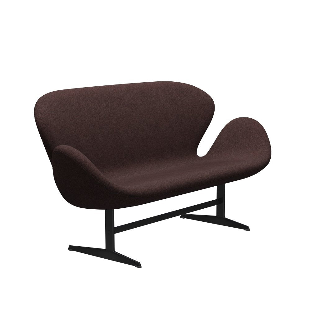 [product_category]-Fritz Hansen Swan Sofa 2 Seater, Black Lacquered/Divina Melange Dusty Violet-Fritz Hansen-3321-DIM677-BLLA-FRI-2