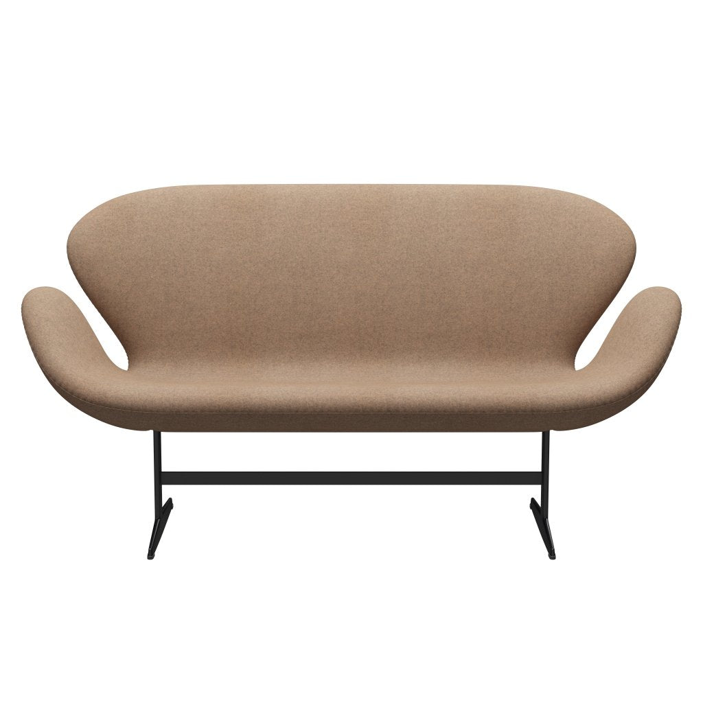 Fritz Hansen Svanesofa 2-Personers, Sortlakeret/Divina Melange Grey Nude