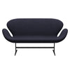 Fritz Hansen Swan Sofa 2 Seater, Black Lacquered/Divina Melange Grey/Purple