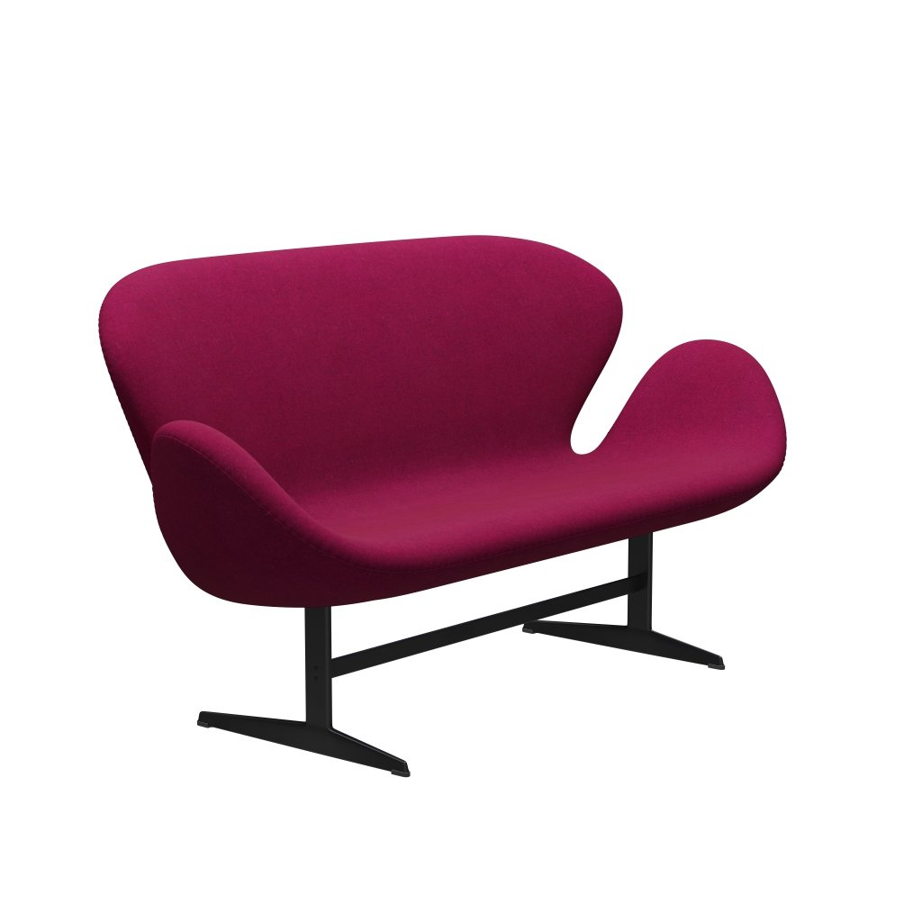 [product_category]-Fritz Hansen Swan Sofa 2 Seater, Black Lacquered/Divina Melange Lipstick Pink-Fritz Hansen-3321-DIM620-BLLA-FRI-2