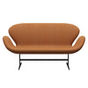 Fritz Hansen Swan™ Sofa 2 Seater, Black Lacquered/Divina Melange Orange Light