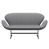 Fritz Hansen Swan Sofa 2 Seater, Black Lacquered/Divina Melange Stone Grey