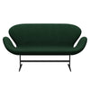 Fritz Hansen Swan Sofa 2 Seater, Black Lacquered/Divina Melange Warm Dark Green