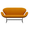 Fritz Hansen Swan Sofa 2 Seater, Black Lacquered/Divina Mustard