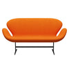 Fritz Hansen Swan™ Sofa 2 Seater, Black Lacquered/Divina Pastel Orange