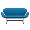 Fritz Hansen Swan Sofa 2 Seater, Black Lacquered/Divina Turquoise