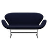 Fritz Hansen Swan Sofa 2 Seater, Black Lacquered/Fame Black Blue