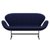 Fritz Hansen Swan Sofa 2 Seater, Black Lacquered/Fame Dark Blue (66005)