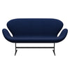 Fritz Hansen Swan Sofa 2 Seater, Black Lacquered/Fame Dark Blue (66071)