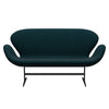 Fritz Hansen Swan Sofa 2 Seater, Black Lacquered/Fame Dark Green