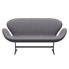 Fritz Hansen Swan Sofa 2 Seater, Black Lacquered/Fame Grey (60078)