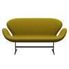 Fritz Hansen Swan Sofa 2 Seater, Black Lacquered/Fame Olive Green