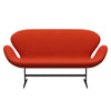 Fritz Hansen Swan™ Sofa 2 Seater, Black Lacquered/Fame Orange Dark
