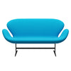 Fritz Hansen Swan Sofa 2 Seater, Black Lacquered/Fame Warm Turquoise