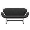 Fritz Hansen Swan™ Sofa 2 Seater, Black Lacquered/Fiord Charcoal Grey