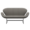 Fritz Hansen Swan™ Sofa 2 Seater, Black Lacquered/Fiord Grey/Stone