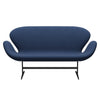 Fritz Hansen Swan™ Sofa 2 Seater, Black Lacquered/Fiord Medium Blue/Medium Blue
