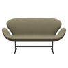 Fritz Hansen Swan™ Sofa 2 Seater, Black Lacquered/Fiord Olive Green/Stone
