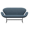 Fritz Hansen Swan™ Sofa 2 Seater, Black Lacquered/Fiord Stone Blue