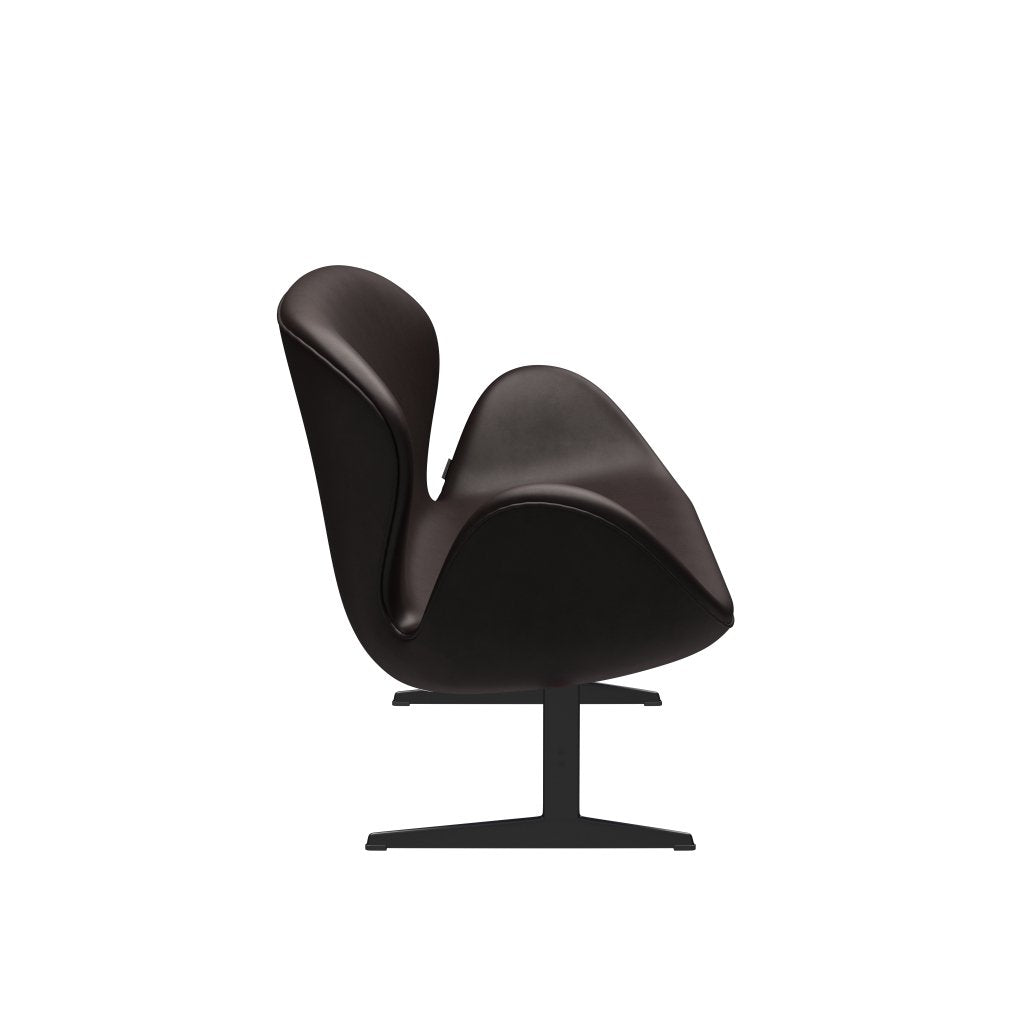 [product_category]-Fritz Hansen Swan Sofa 2 Seater, Black Lacquered/Grace Dark Brown-Fritz Hansen-3321-ELDBR-BLLA-FRI-3