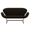 Fritz Hansen Swan Sofa 2 Seater, Black Lacquered/Hallingdal Black/Brown