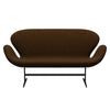 Fritz Hansen Swan Sofa 2 Seater, Black Lacquered/Hallingdal Brown