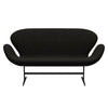 Fritz Hansen Svanesofa 2-Personers, Sortlakeret/Hallingdal Brown/Dark Grey