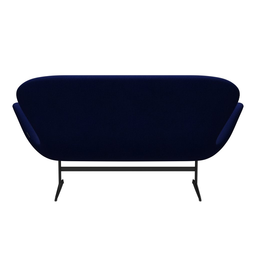 [product_category]-Fritz Hansen Swan Sofa 2 Seater, Black Lacquered/Hallingdal Dark Blue-Fritz Hansen-3321-HAL773-BLLA-FRI-4