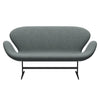 Fritz Hansen Swan Sofa 2 Seater, Black Lacquered/Hallingdal Grey