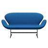 Fritz Hansen Swan Sofa 2 Seater, Black Lacquered/Hallingdal Light Blue