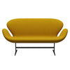 Fritz Hansen Swan Sofa 2 Seater, Black Lacquered/Hallingdal Mustard