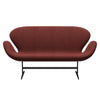 Fritz Hansen Swan Sofa 2 Seater, Black Lacquered/Hallingdal Red/Green