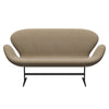 Fritz Hansen Swan Sofa 2 Seater, Black Lacquered/Hallingdal Sand Dark