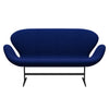 Fritz Hansen Swan Sofa 2 Seater, Black Lacquered/Hallingdal Sea Blue