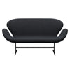 Fritz Hansen Swan Sofa 2 Seater, Black Lacquered/Hallingdal Violet/Green