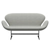 Fritz Hansen Swan Sofa 2 Seater, Black Lacquered/Hallingdal White/Grey