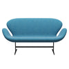 Fritz Hansen Swan Sofa 2 Seater, Black Lacquered/Hallingdal White/Turquoise