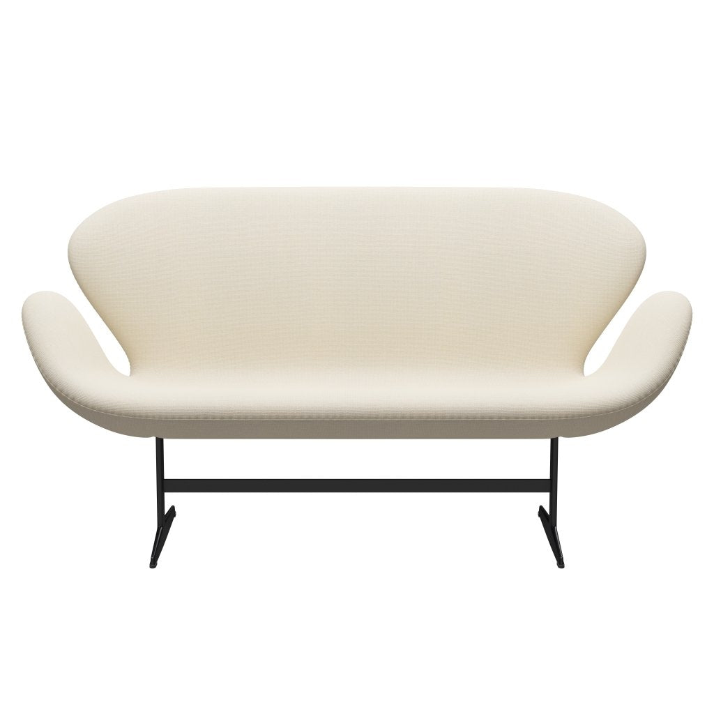 [product_category]-Fritz Hansen Swan Sofa 2 Seater, Black Lacquered/Hallingdal Wool White-Fritz Hansen-3321-HAL100-BLLA-FRI-1